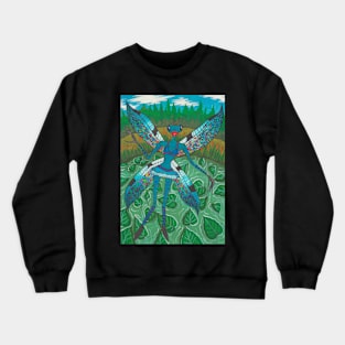 Dragonfly lady with rainbow wings Crewneck Sweatshirt